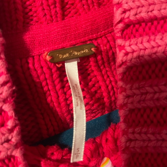 Free People sweetheart balloon sleeve sweater pink women’s small - Picture 5 of 6